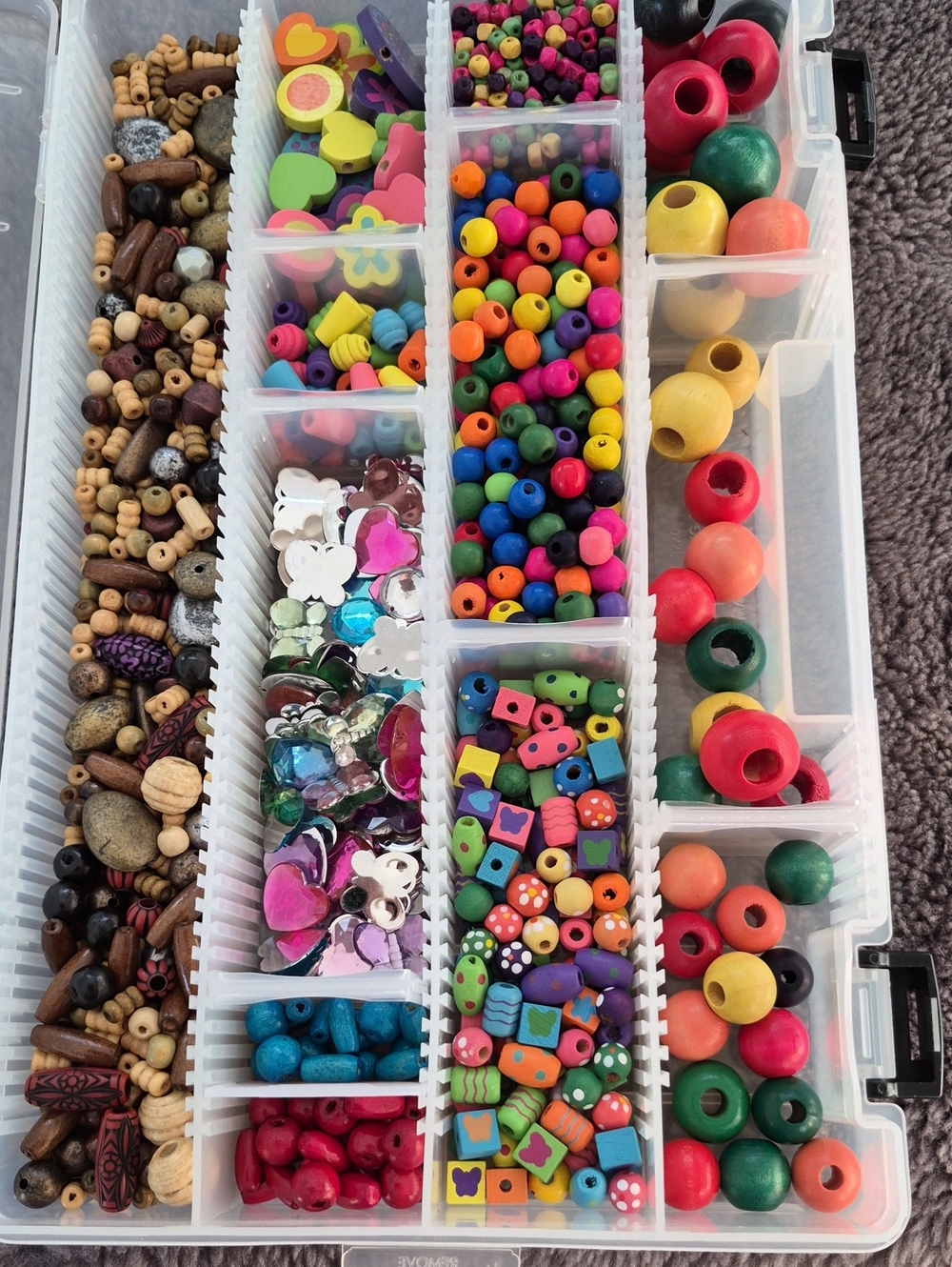 Bead Organizer Storage Box with Multicolor Wood Beads